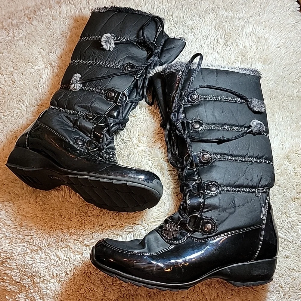 Sporto sz9 Ivy Black Waterproof Fur Lined Lace Up Booots